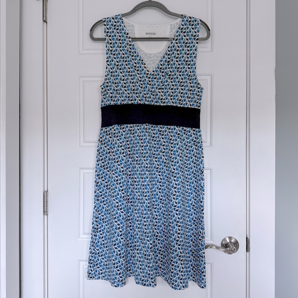 Ayacucho Womens Lamu Dress, Blue Triangle Print | Size Medium